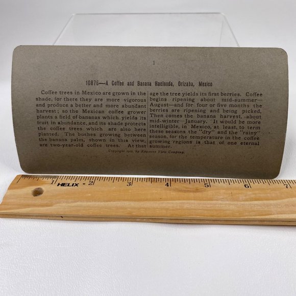 Antique 1900 Stereoview Photo Card Coffee Banana Hacienda Orizaba Mexico Keyston - Picture 7 of 8